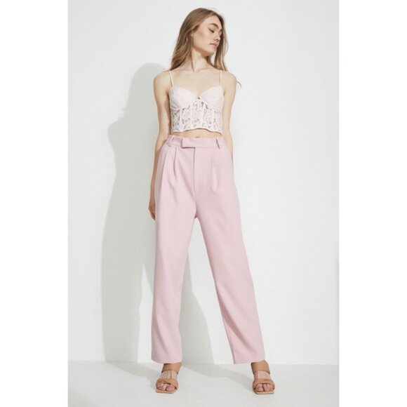 Bardot Pants - Bardot Women's Tuck Front High Waisted Trouser in Light Pink